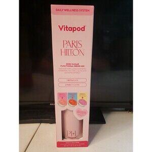 Paris Hilton Vitapod Thats Hot Pink Metal Water Bottle With 6 Flavor pods. NEW